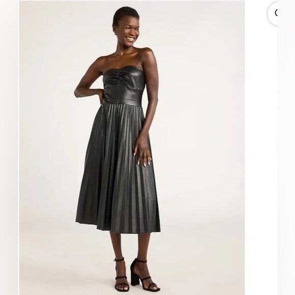 Scoop NYC Dresses & Skirts - Scoop Elegant Black Faux Leather Strapless Dress NWT Small